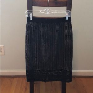 Ann Taylor Black lattice pencil skirt